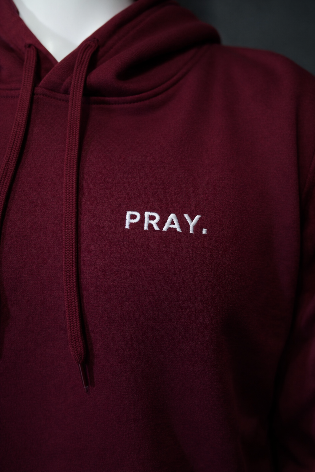 PRAY. Embroidered Hoodie - Maroon