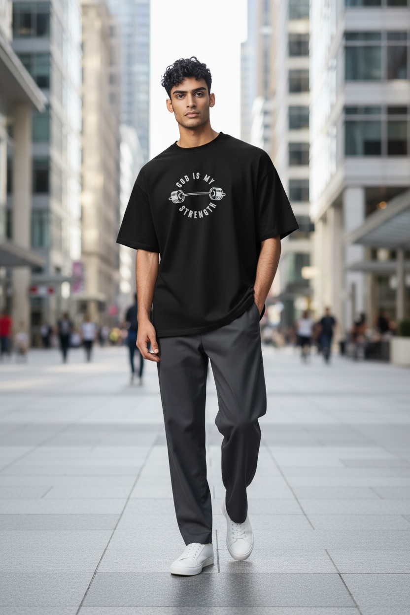 GOD IS MY STRENGTH Embroidered T-Shirt