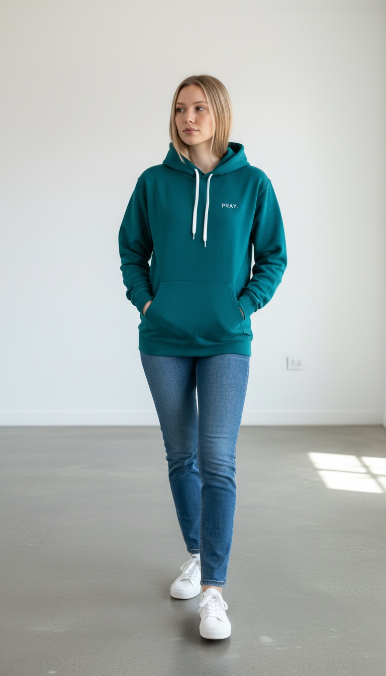 PRAY. Embroidered Hoodie - Jade