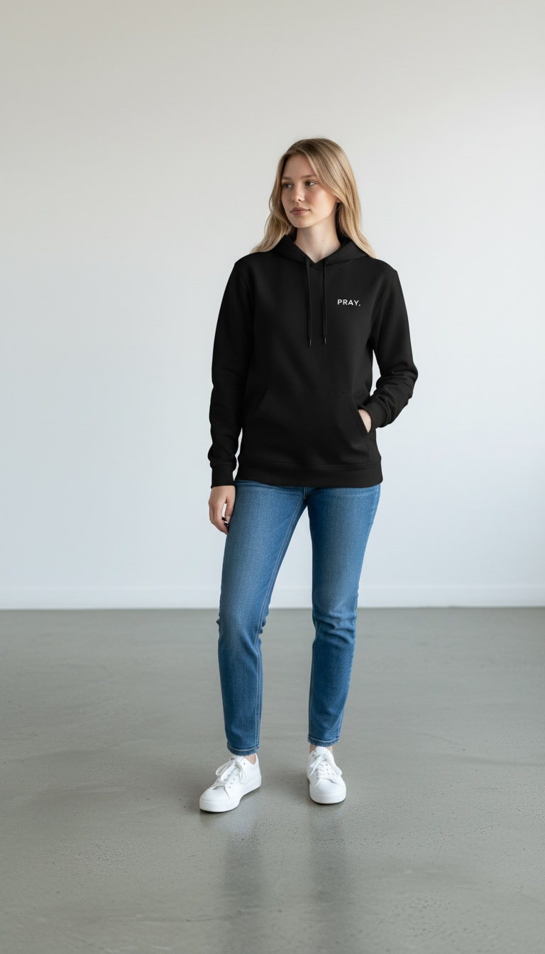 PRAY. Embroidered Hoodie - Black