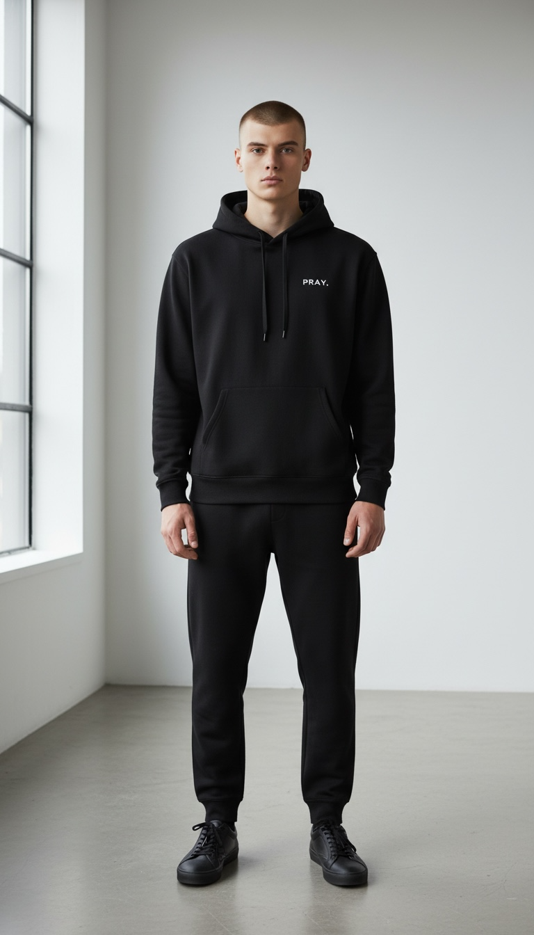 PRAY. Embroidered Hoodie - Black
