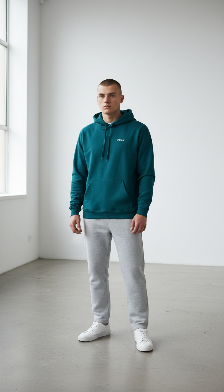 PRAY. Embroidered Hoodie - Jade